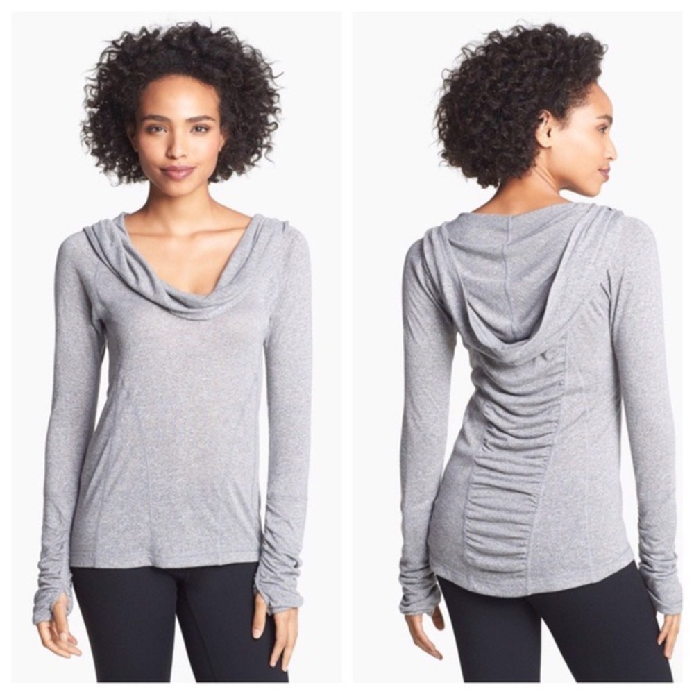 Zella all shirred cowl neck hoodie